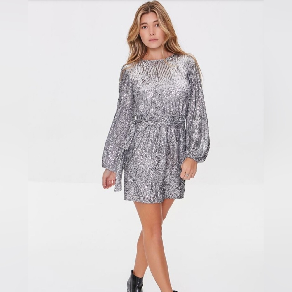 Metallic Sequin Mini Dress